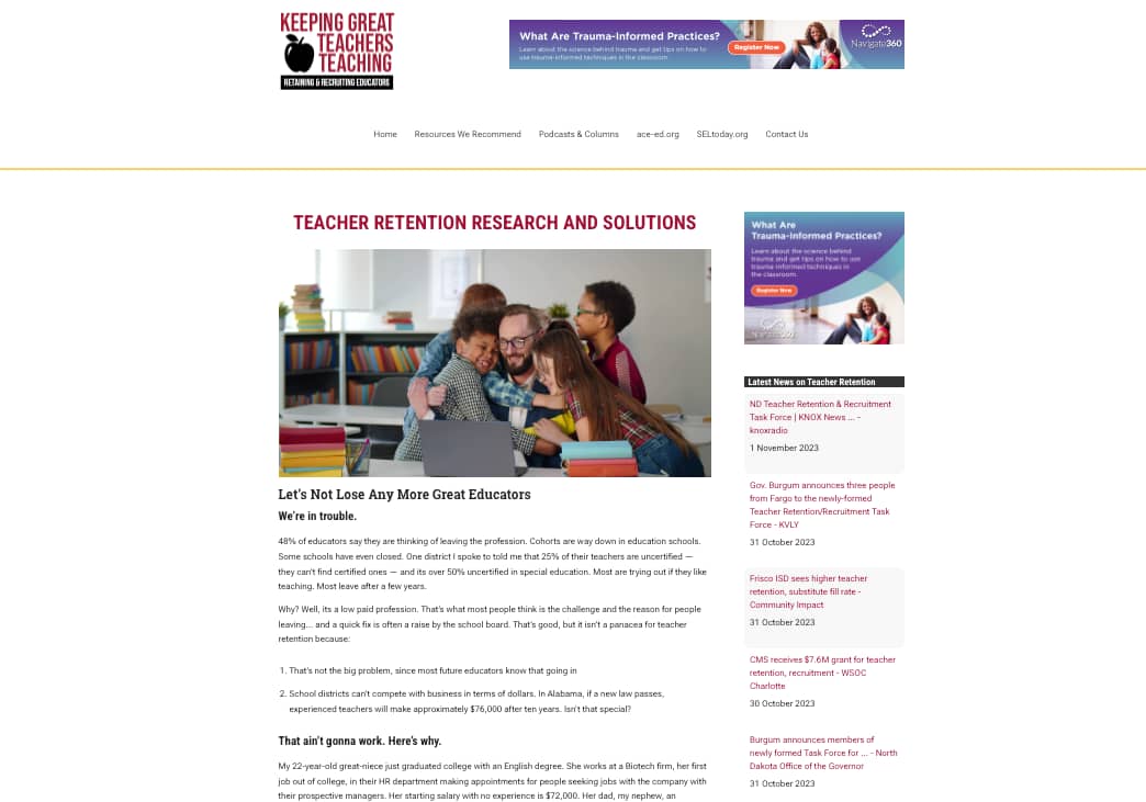 Teacher retention resources